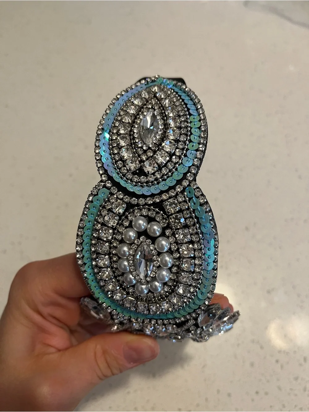Crystals and faux Pearls Embellished Statement Headband
